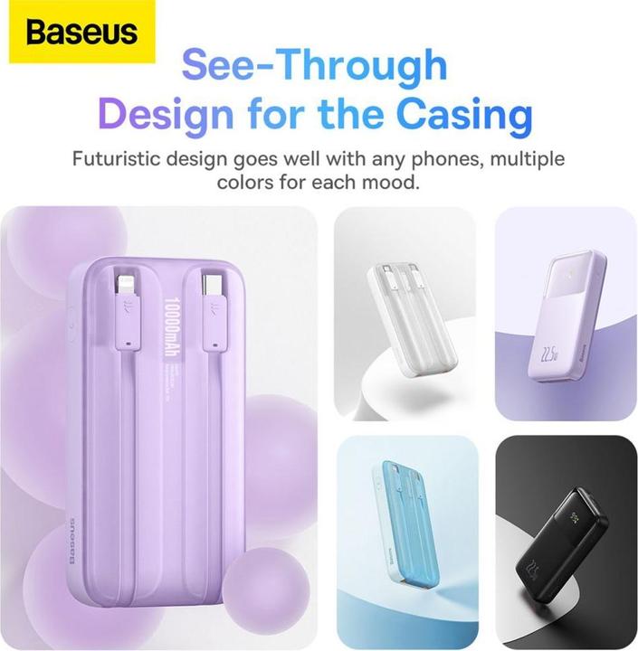 Produktbild Baseus Powerbank Comet with USB to USB-C cable, 10000mAh, 22.5W (purple) (10000 mAh, 22.50 W, 38.50 Wh)
