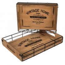 Produktbild Ootb Holz/Metall-Tablett, Vintage Home, 2er Set