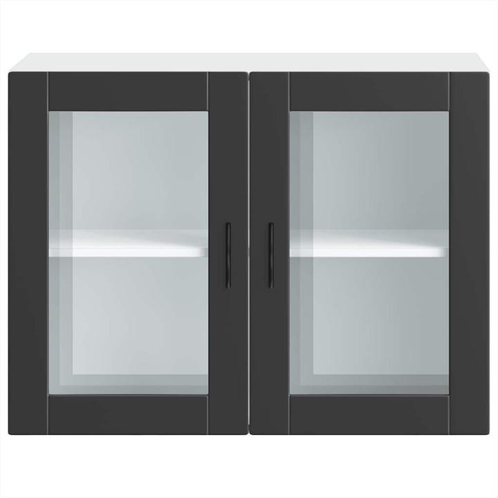 Image du produit VidaXL Armoire suspendue de cuisine avec porte vitrée Porto Noir Armoire murale de cuisine (80 x 31 x 60 cm)