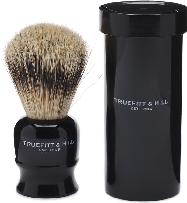 Actual product image Truefitt & Hill Travel shaving brush silver tip Faux Ebony (Shaving brush)