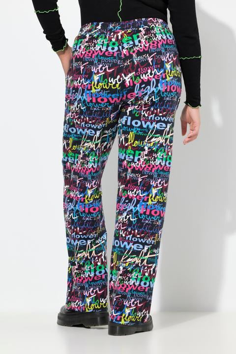 Image du produit Angel of Style Pantalon en molleton, jambe droite et message « flower power » coloré (60)