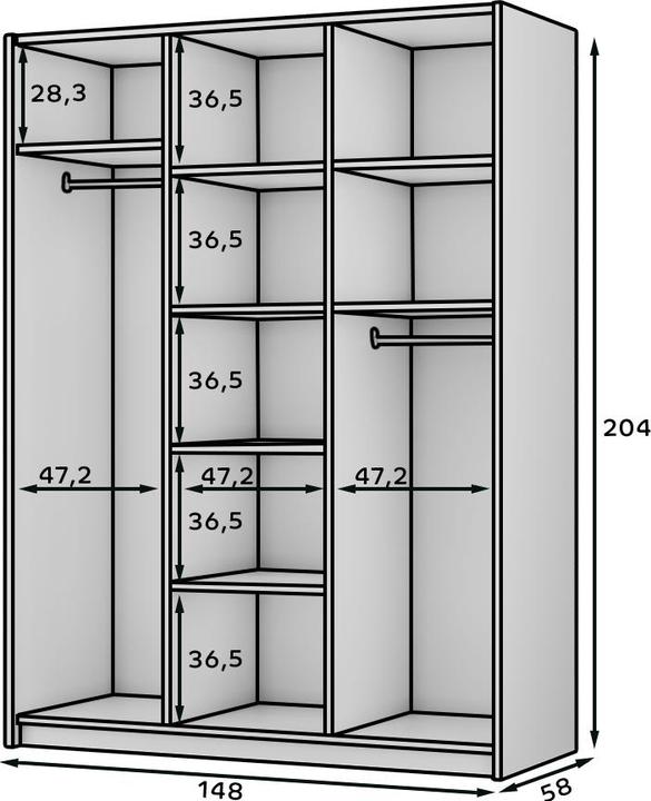 Produktbild ADRK Furniture Alera III Drehtürenschrank (148 x 58 x 204 cm)