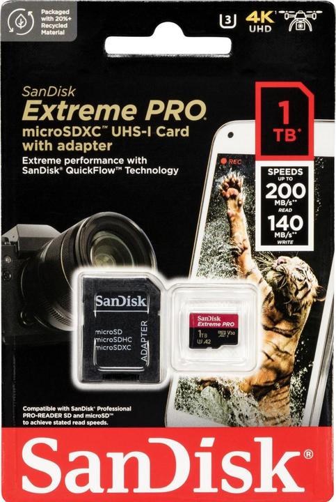 Productafbeelding SanDisk Extreme PRO UHS-I V30 (1000 GB, microSDXC, U3, UHS-I)