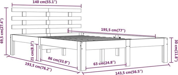 Image du produit vidaXL Bettrahmen (140 x 190 cm)