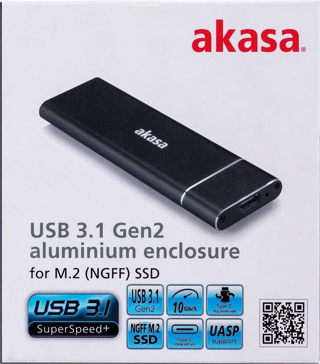 Produktbild Akasa AK-ENU3M2-02 Speicherlaufwerksgehäuse M.2 SSD enclosure Schwarz (M.2)