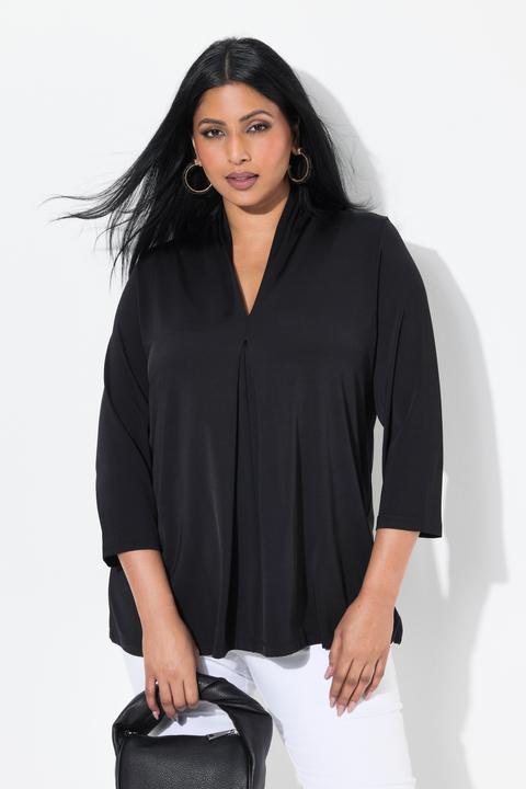 Produktbild Ulla Popken Slinkyshirt, A-Linie, Kelchkragen, Zierfalte, 3/4-Arm (54)