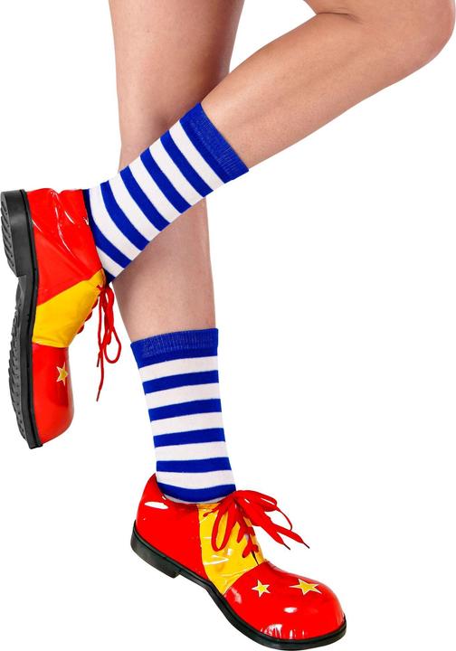 Produktbild Widmann 34442 - Unisex Adult Striped Socks, Clown, Circus, Carnival, Theme Parties, Size XL, Blue an