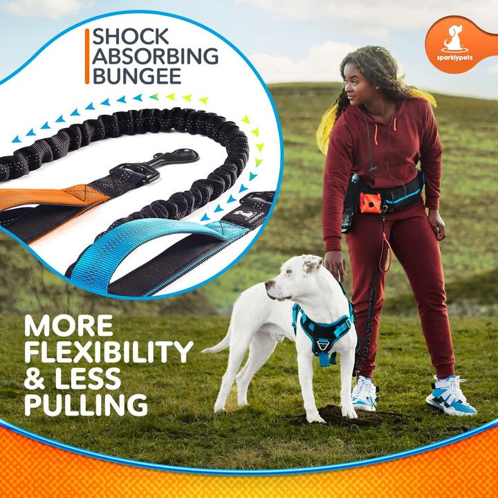 Produktbild SparklyPets 2 in 1 Joggingleine für Hunde mit Doppelgriff, Stossdämpfer und Bauchgurt (Hund, Jogging)