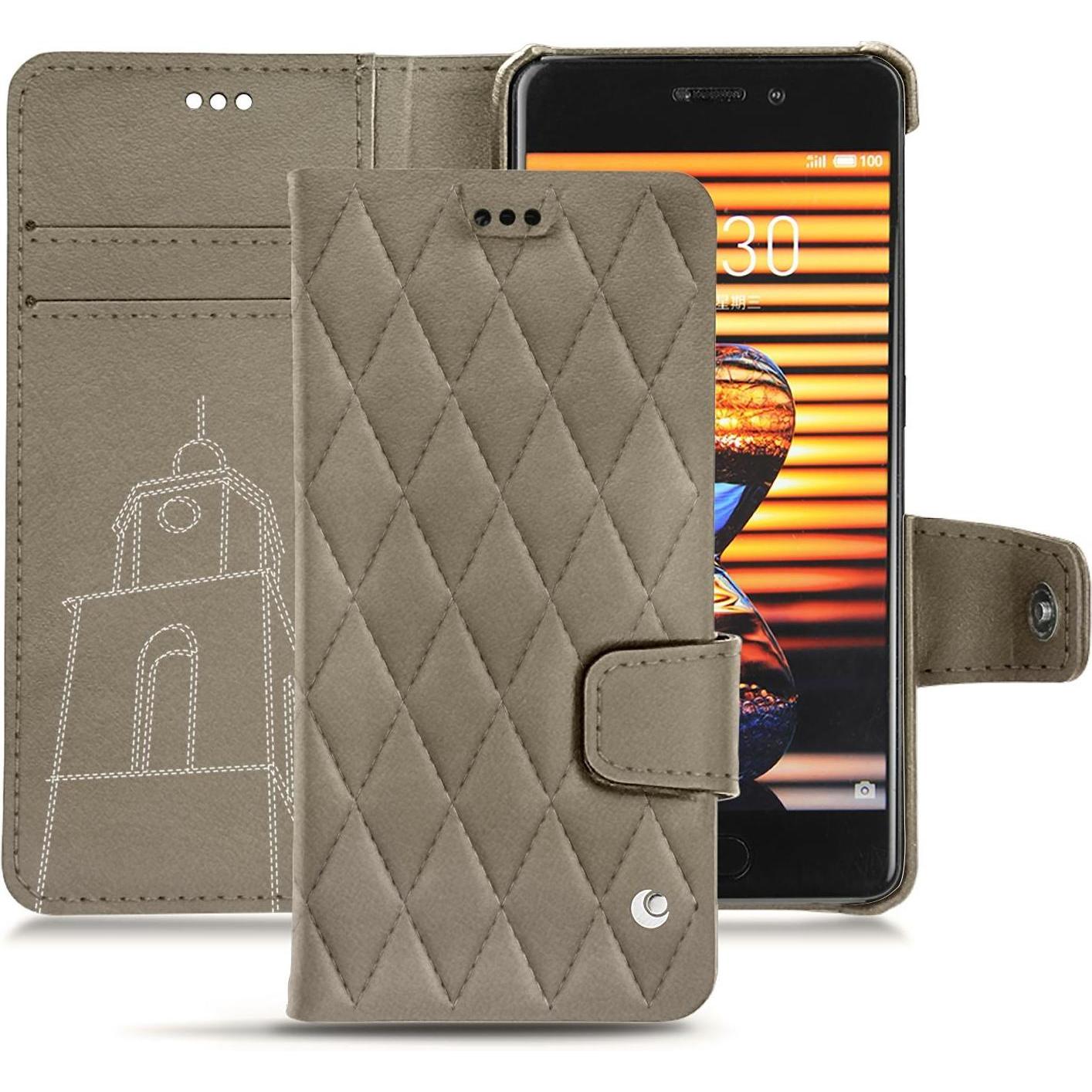 Noreve Lederschutzhülle Wallet (Meizu Pro 7 Plus), Smartphone Hülle, Beige