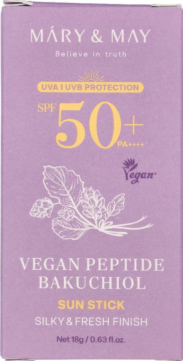 Actual product image Mary&May Mary & May Vegan Peptide Bakuchiol Sun Stick SPF50+ PA++++ 0.63 oz 18g Aging Control Bakuchiol 25 Ty (SPF 50+, 18 g)