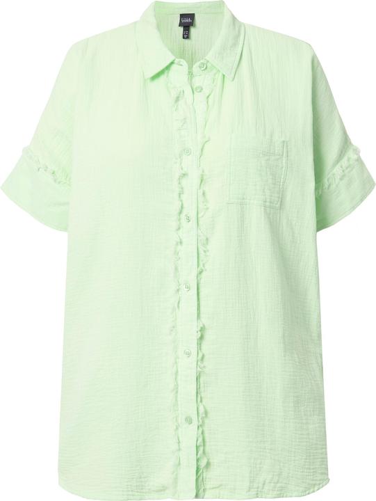 Image du produit Ulla Popken Chemisier oversize en mousseline, franges, col chemise et manches courtes (54)