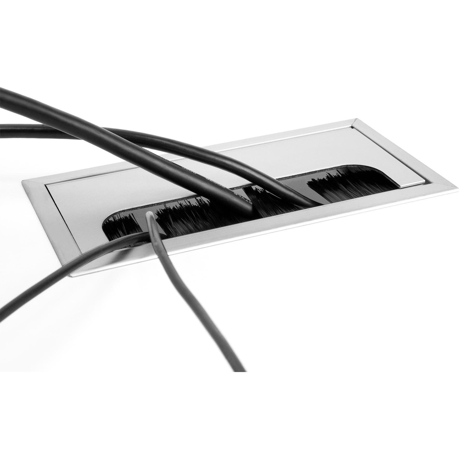 Thumbnail - Delock, Kabelschutz + Kabelführung, Kabeldurchführung für Tischeinbau mit Bürste 300 x 80 x 28 mm silber (Kabeldurchlass...