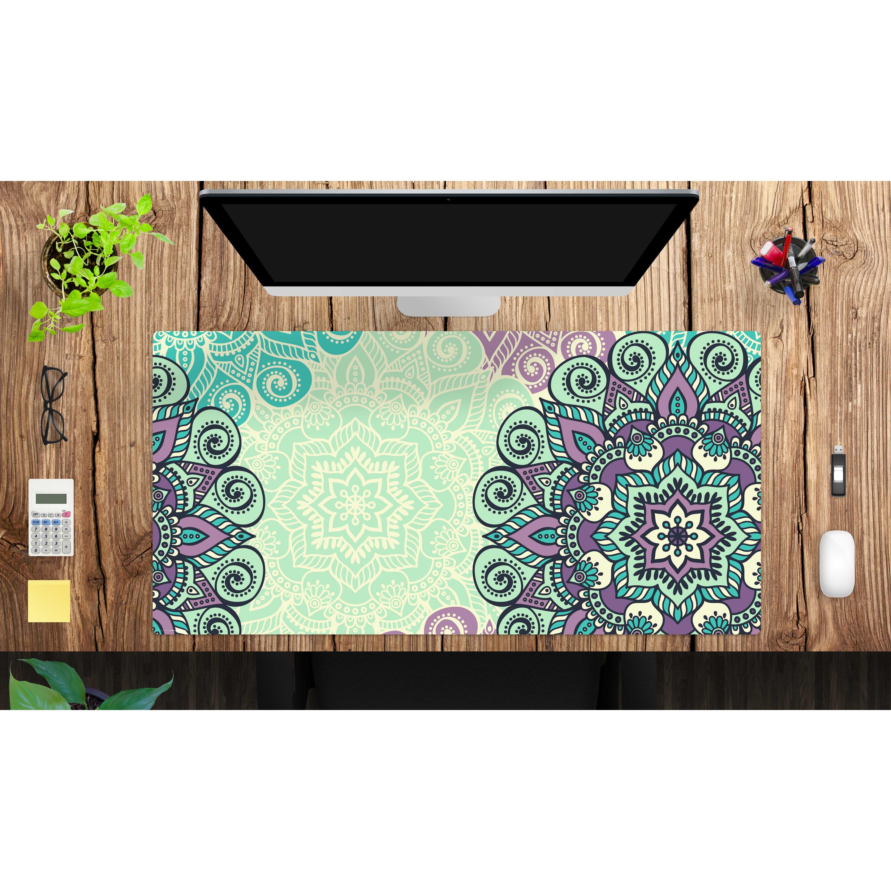 Thumbnail - CoverYourDesk, Unterlage, Schreibtischunterlage Mandala grün-türkis