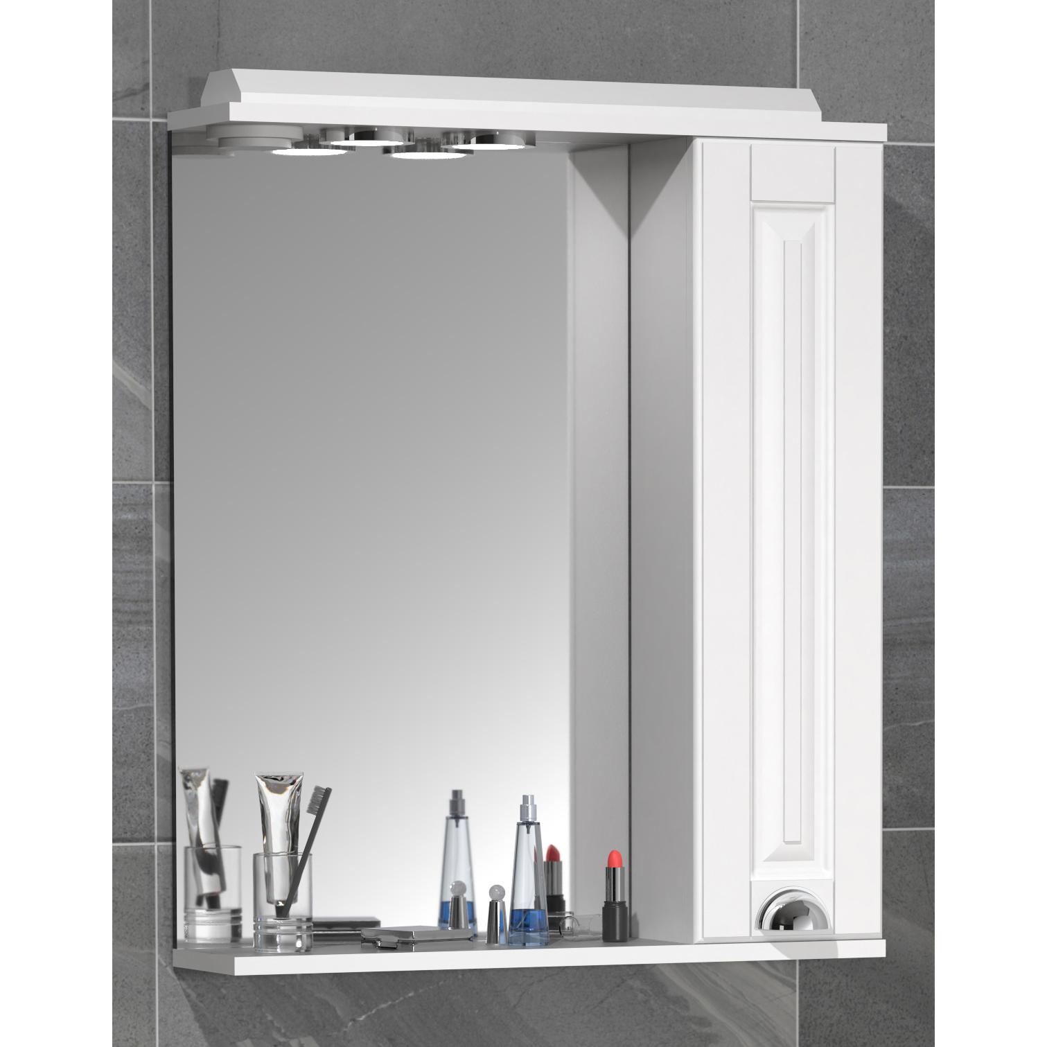 VCM, Spiegelschrank, Badspiegel Wandspiegel 60 cm Hängespiegel Spiegelschrank Badezimmer Landhaus Drehtür Beleuchtung (6...