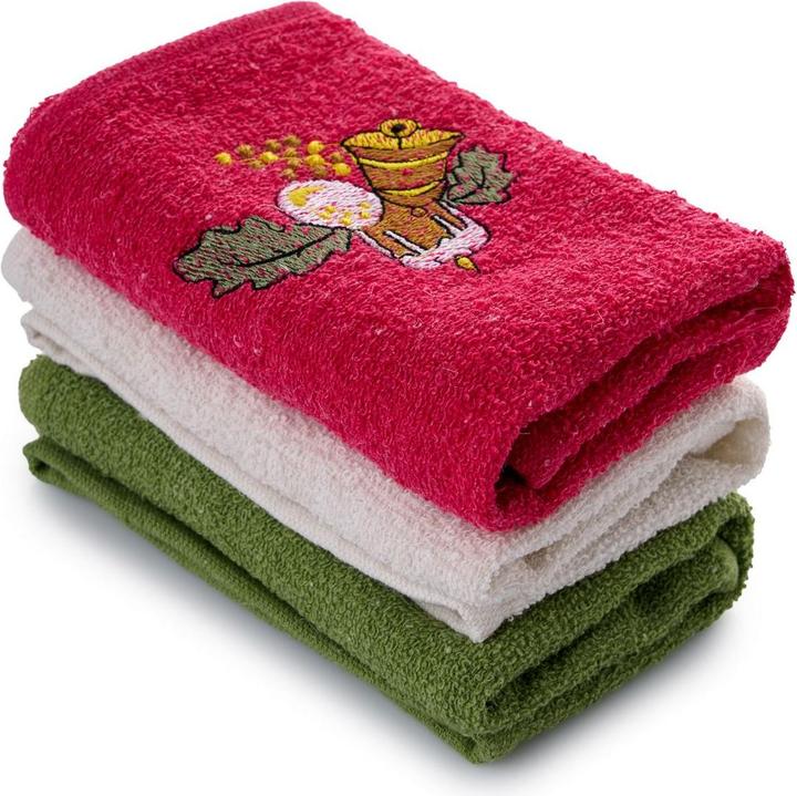 Produktbild L'essentiel Xmas Red Light Green White Wash Towel Set 3 Pieces (30 x 50 cm)