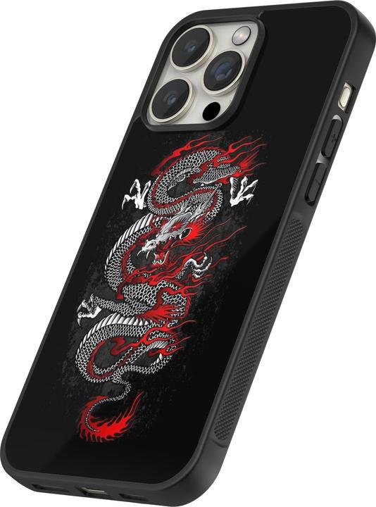 Actual product image PhoneLook Cover Silicone Black Japanese style Dragon Tattoo Red Black (Apple iPhone 14 Pro)