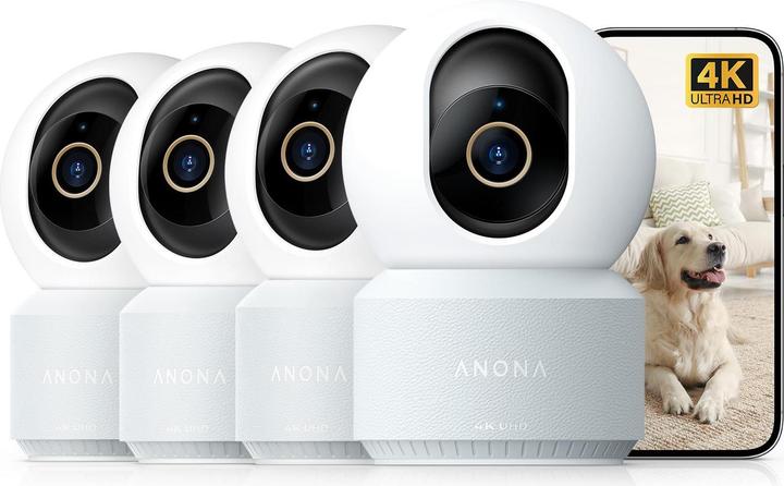 Actual product image Anona 4K UHD Indoor-Überwachungskamera-Set HM1010, 4er-Pack (3840 x 2160 pixels)