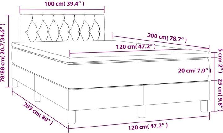 Produktbild vidaXL Boxspringbett (120 x 200 cm)