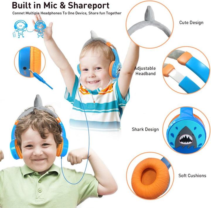 Actual product image PhoneLook Cool wireless Bluetooth 5.3 headphones for kids with 85dB muted volume and fun design