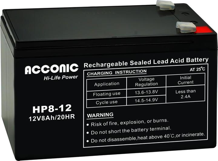 Acconic HP8-12 Hi-Life Power AGM 12V 8Ah Traktionsbatterie (12 V, 8 Ah)