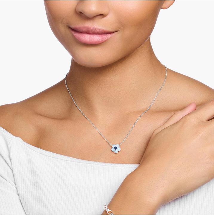 Image du produit Thomas Sabo Chaîne Fleur avec pierre bleue argent (Argent 925, émail froid, 40 - 45 cm)