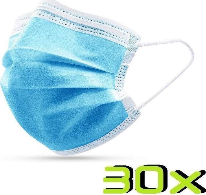 Produktbild Care 30x Kinder Maske, Mund-Nasen-Schutz, Mundschutz 3-lagig blau (30 x)