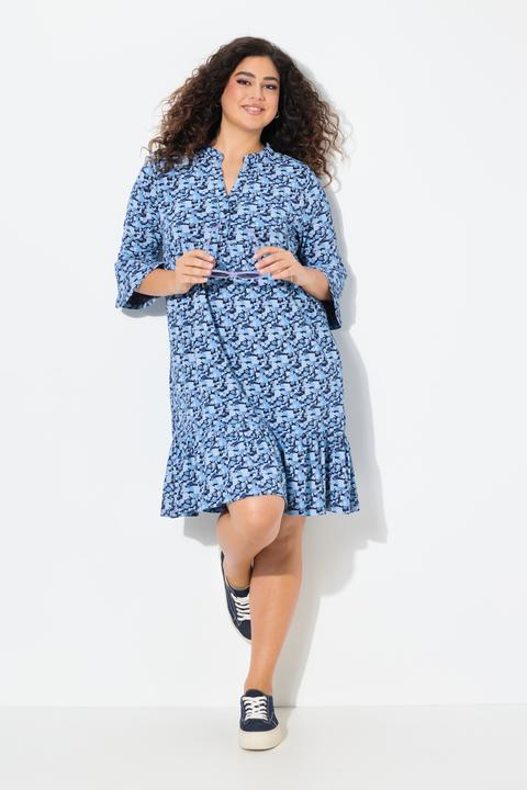 Produktbild Ulla Popken Jerseykleid, A-Linie, Tunika-Ausschnitt, 3/4-Arm (50, 52)