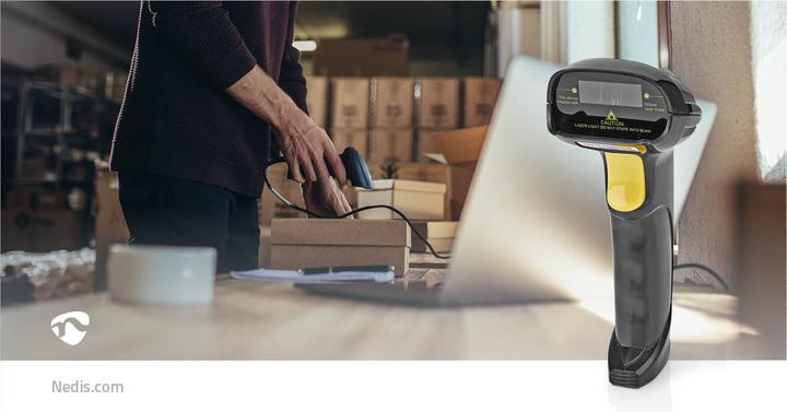 Produktbild Nedis Barcodescanner | Laser | Kabelgebunden | 1D Linear | Stromversorgung über USB | USB2.0 (1D-Barcodes)