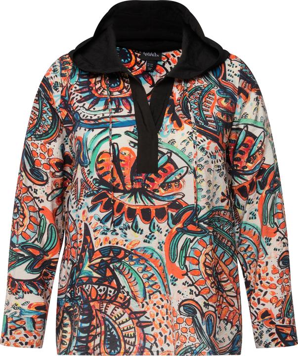 Produktbild Ulla Popken Kapuzen-Bluse, Paisley, A-Linie, V-Ausschnitt, Langarm (50, 52)