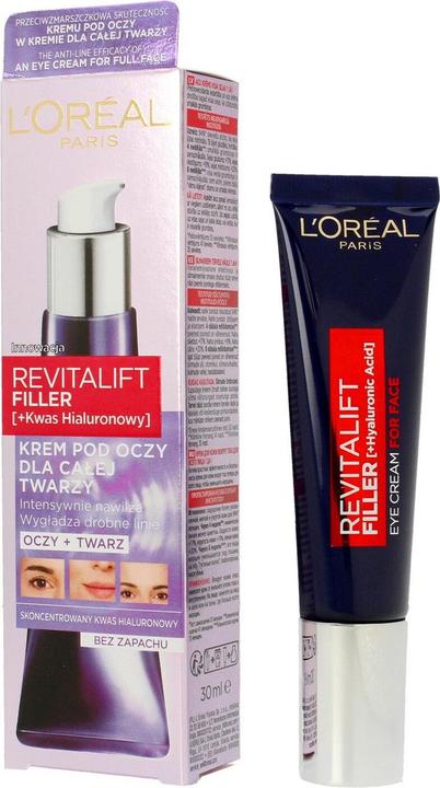 L'Oréal Paris L'Oréal Revitalift Filler Eye and Face Cream with Hyaluronic Acid 30ml (Fluid, 30 ml, Tag)