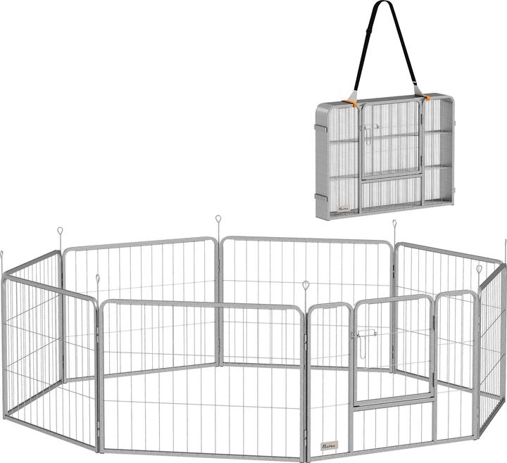PawHut Welpenauslauf Stahl Silber