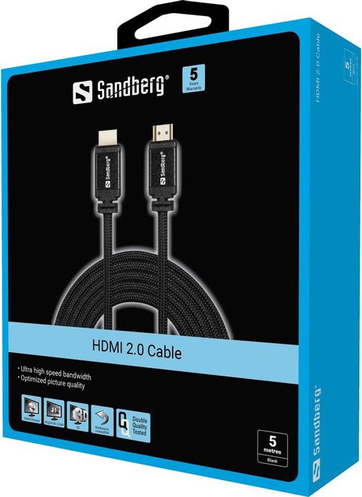 Image du produit Sandberg HDMI (Typ A) — HDMI (Typ A) (5 m)