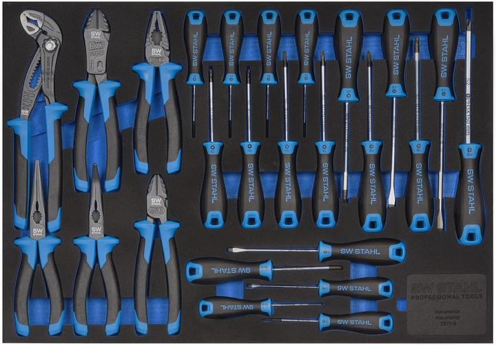 Produktbild SW-Stahl Z3011-6 Werkstattwagensortiment, Schraubendreher und Zangen, 25-teilig I Werkzeugwagen Einl
