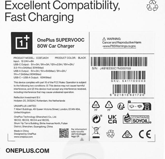 Produktbild OPPO SuperVOOC Car Charger 5411100003 80W - black