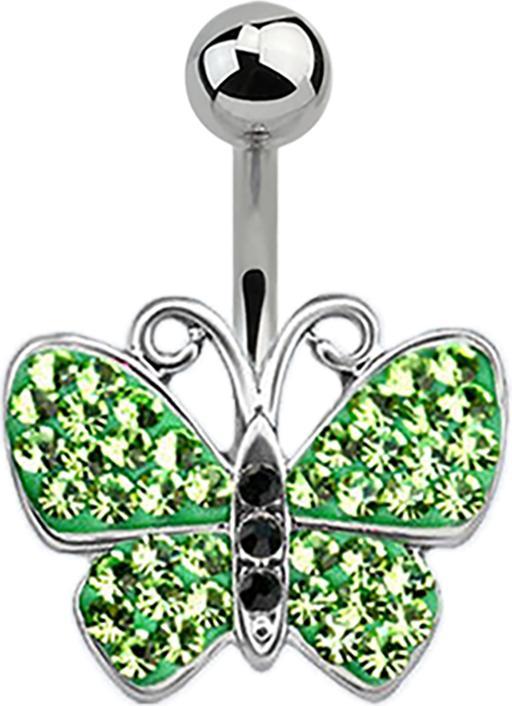 Immagine prodotto Star Piercing Banana argento Farfalla verde chiaro (senza ottone, Acciaio chirurgico 316L)