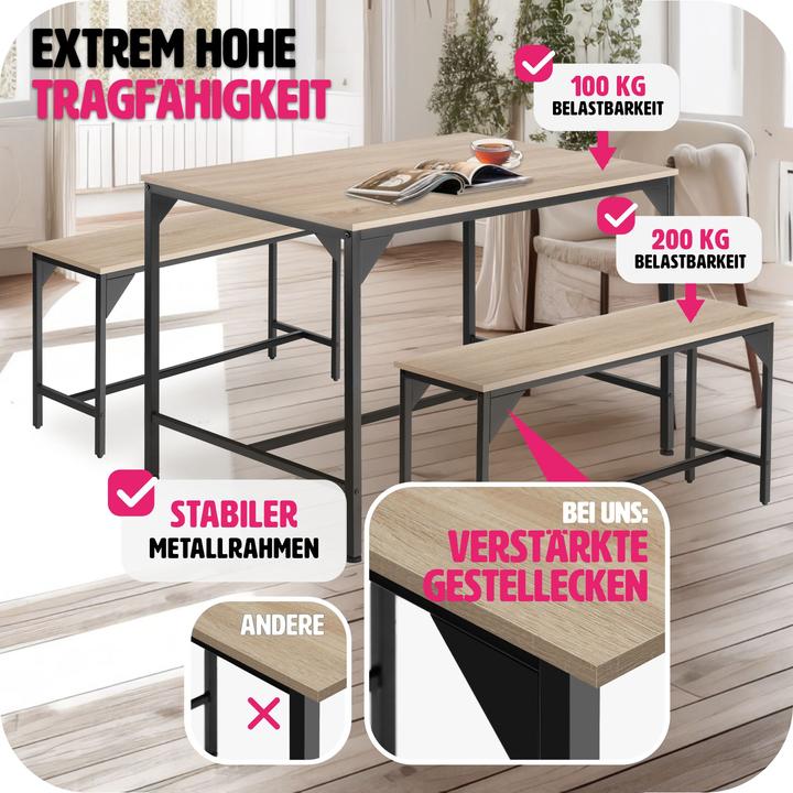 Actual product image tectake Dining table and benches Bolton (MDF)