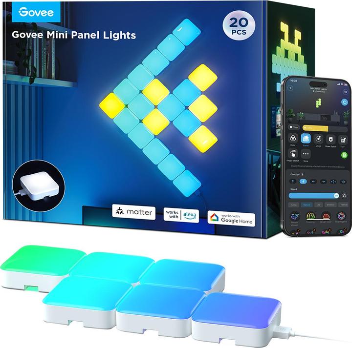 Actual product image Govee Mini light panels RGBIC segment colours