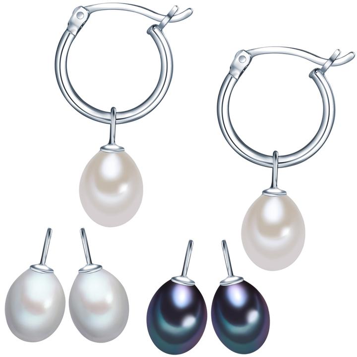 Immagine prodotto Valero Pearls Donna Argento Sterling Silver Perle d'acqua dolce coltivate argento - 3106 (Argento)
