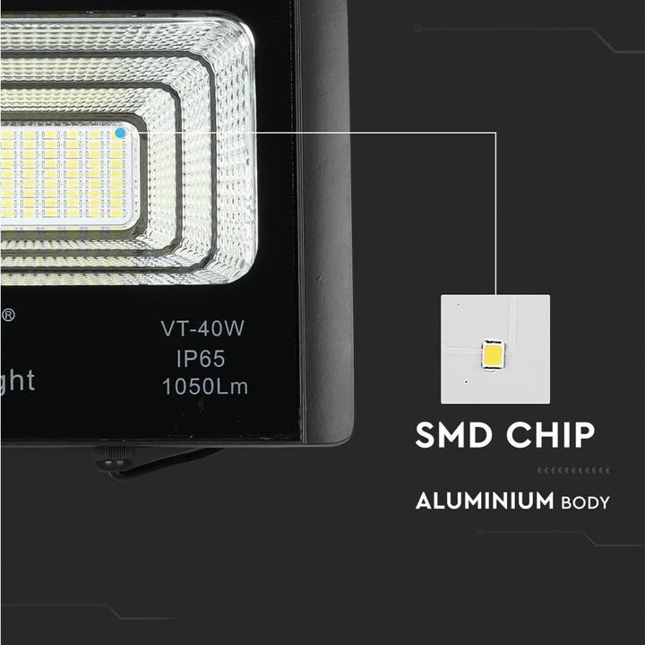 Produktbild V-TAC VT-94008 - LED-Flutlicht mit Solarpanel 16 W 6000 K (16 W, 2.80 kg)