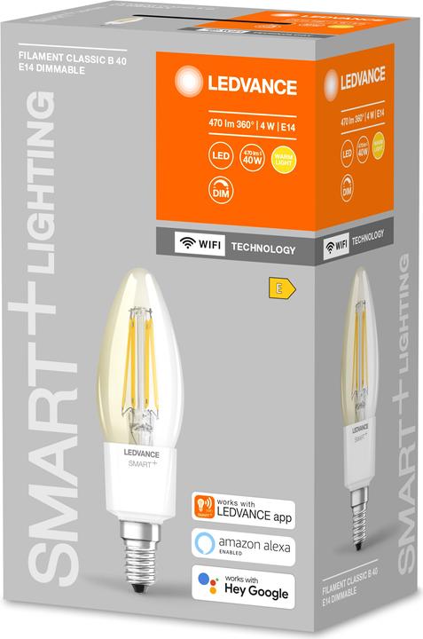 Actual product image Ledvance Smart+ Wifi Filament Candle (E14, 4 W, 470 lm, 1 x, E)