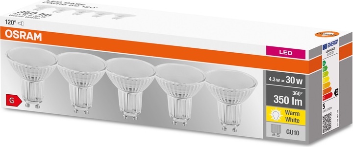 Produktbild Osram Base (GU10, 4.30 W, 350 lm, 5 x, G)