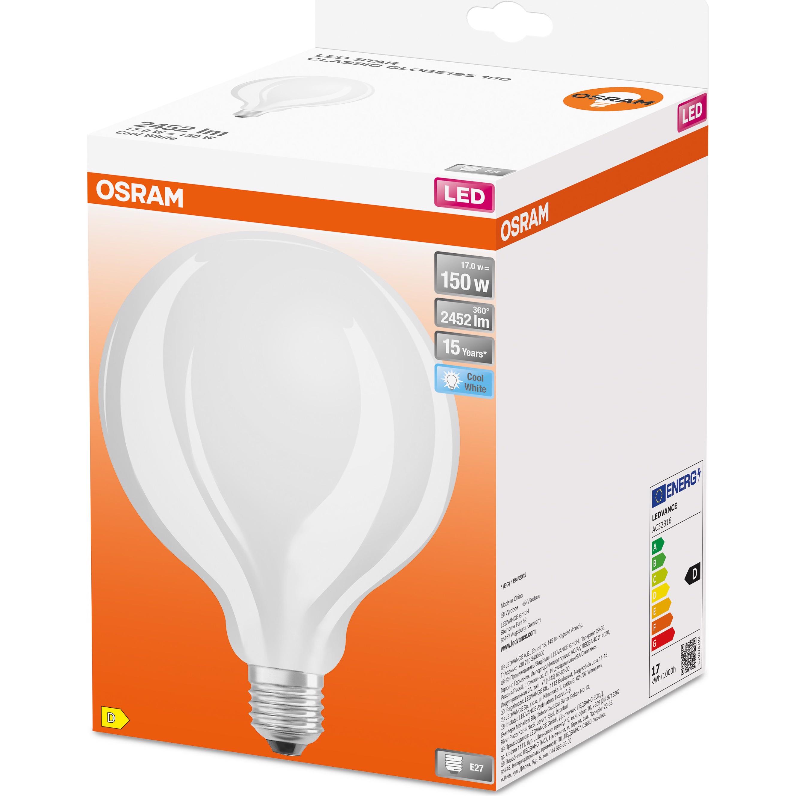 Thumbnail - Osram, Leuchtmittel, Led Retrofit Classic Globe125 (E27, 17 W, 2452 lm, 1 x, D)