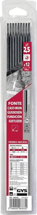 GYS Stabelektroden, 12 Stk., 2.5 mm, Guss