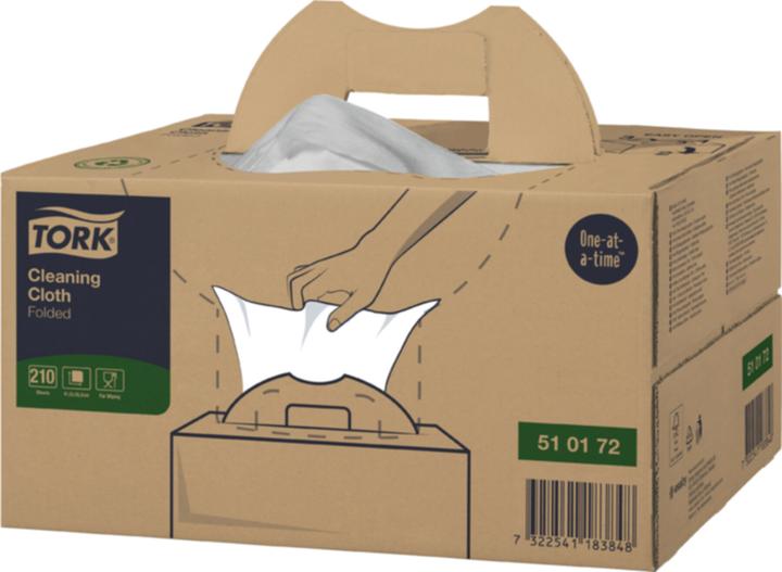 Tork 510172 Panni per la pulizia in tessuto non tessuto 35,5x41,5 cm bianco a 1 velo, 210 pezzi per (210 pz.)