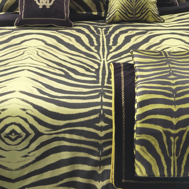 Actual product image Roberto Cavalli Maco satin bed linen Mirror Zebra yellow (Bedding set, 135x200 cm + 80x80 cm)
