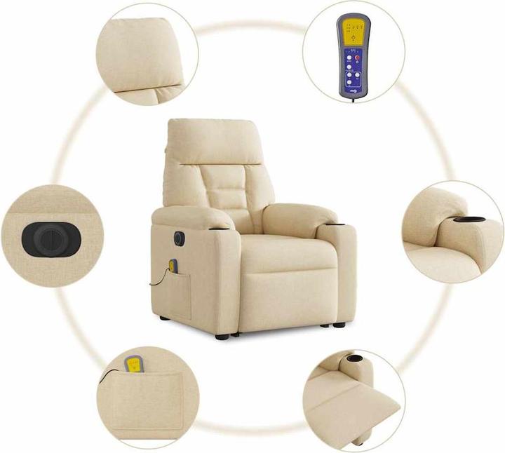 Actual product image vidaXL Electric massage chair with stand-up aid cream fabric