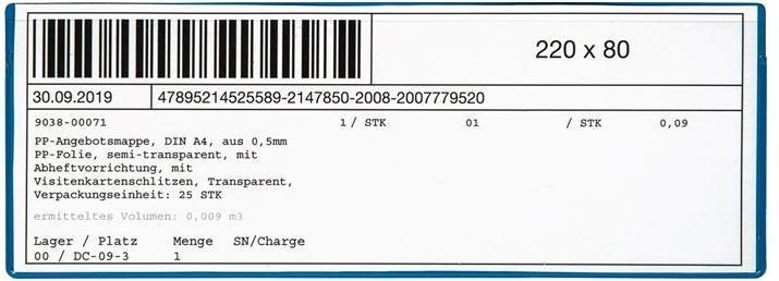 Eichner Label pocket W220xH80mm magnetic