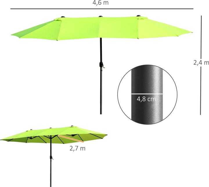 Produktbild Outsunny Doppelsonnenschirm mit Handkurbel (2.70 m)
