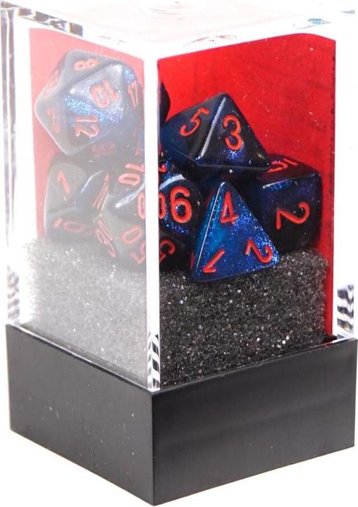 Chessex Set de dés mini noir-Starlight/rouge (4, 6, 8, 10, 10, 12 et 20 faces) - CHX 20658