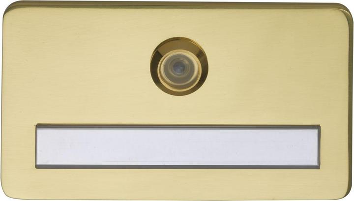 Grundmann FH nameplate w.door peephole, 120x70x6, lens 170°,TS 35-46,brass pol